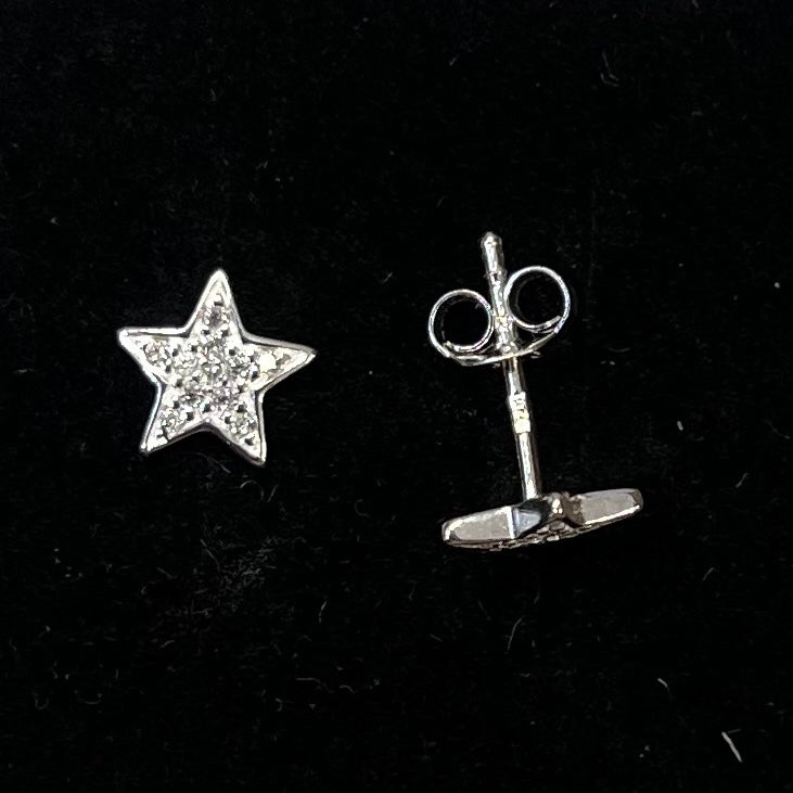 Cubic Zirconia Sterling Silver Star Stud Earrings