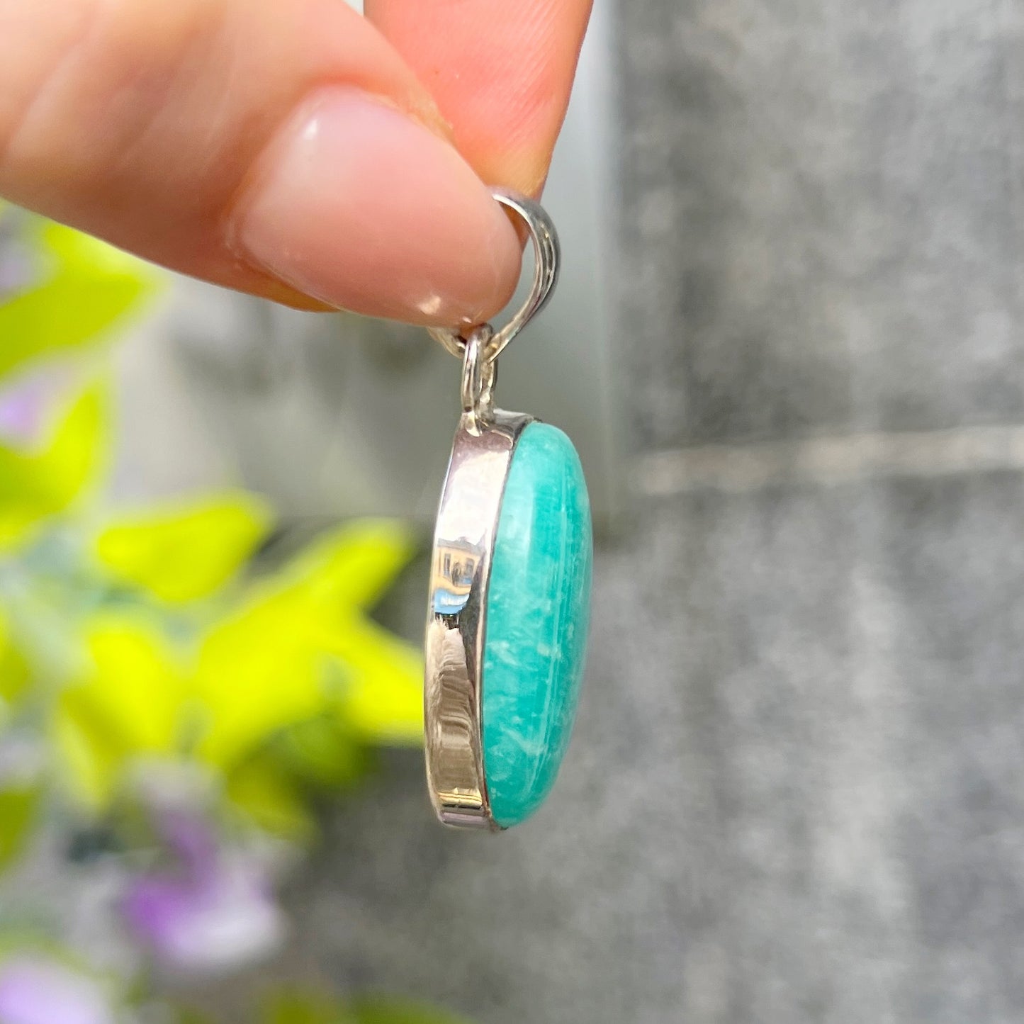 Sterling Silver Bright Blue Amazonite Pendant