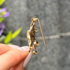 Antique Edwardian Seed Pearl and Peridot 9ct Yellow Gold Brooch/Pendant Lavalier