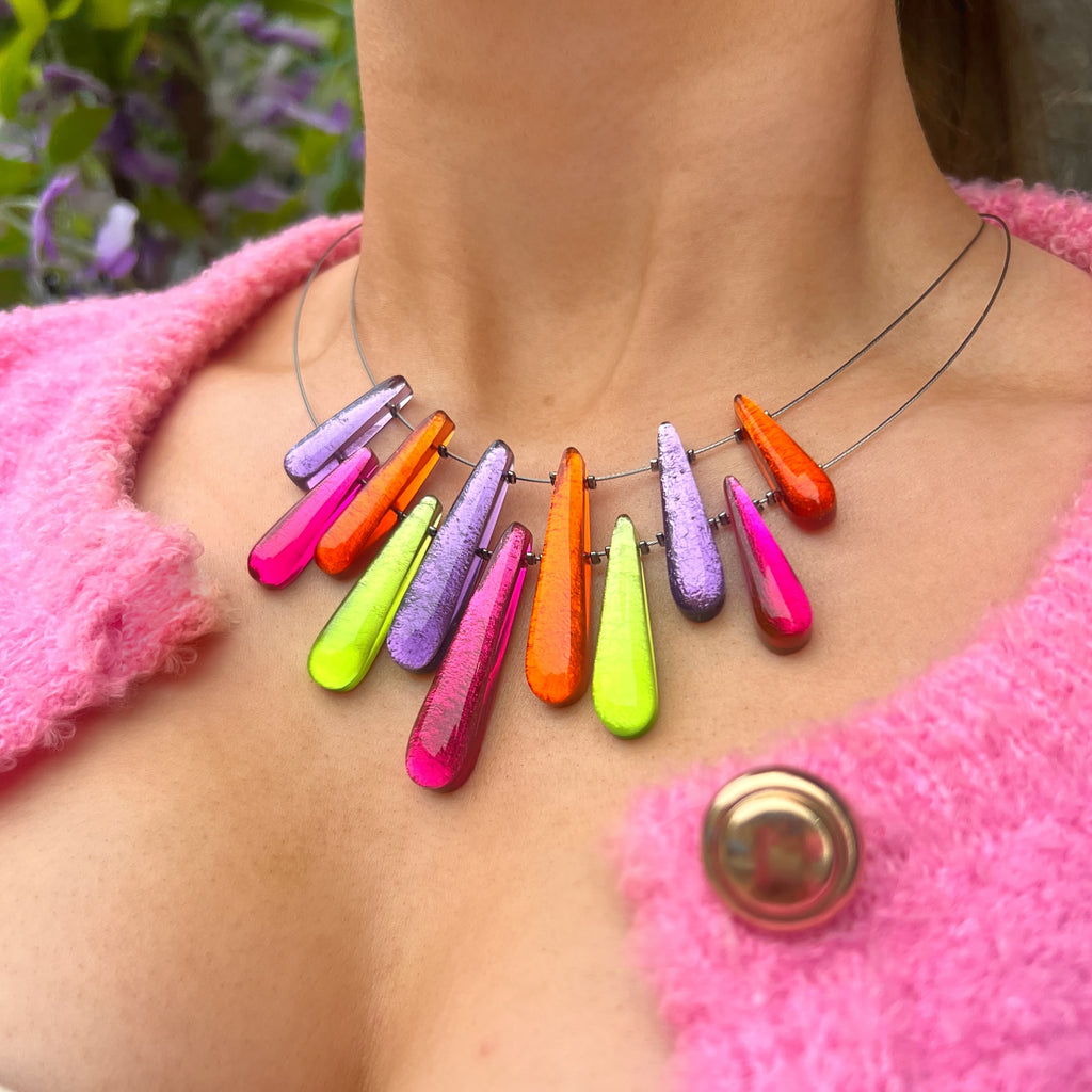 Pre-Order | Pink, Purple, Green & Orange Icicle Necklace | Watch This Space