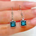 Dark Turquoise Blue Square Drop Earrings | Watch This Space