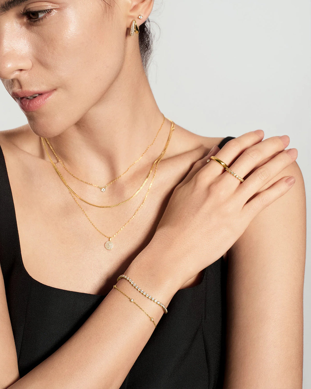 14ct Gold Plated Row Bezel Set Bracelet | Ania Haie