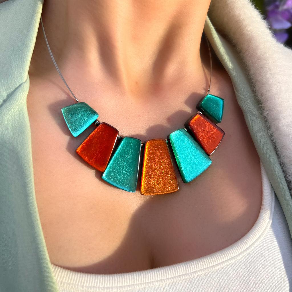 Turquoise Blue and Orange Necklace | Watch This Space