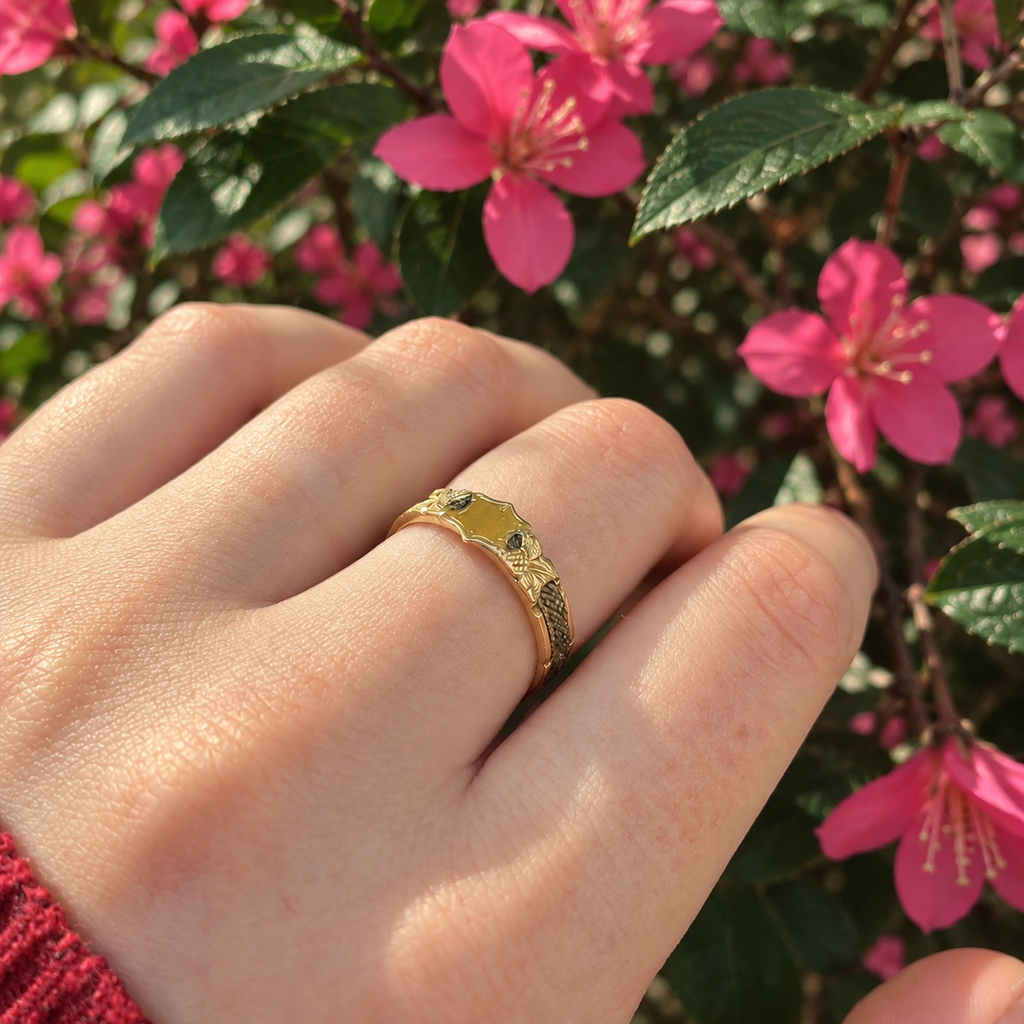 Antique Victorian Braided Hair 9ct Rose Gold Mourning Ring | Size P ½