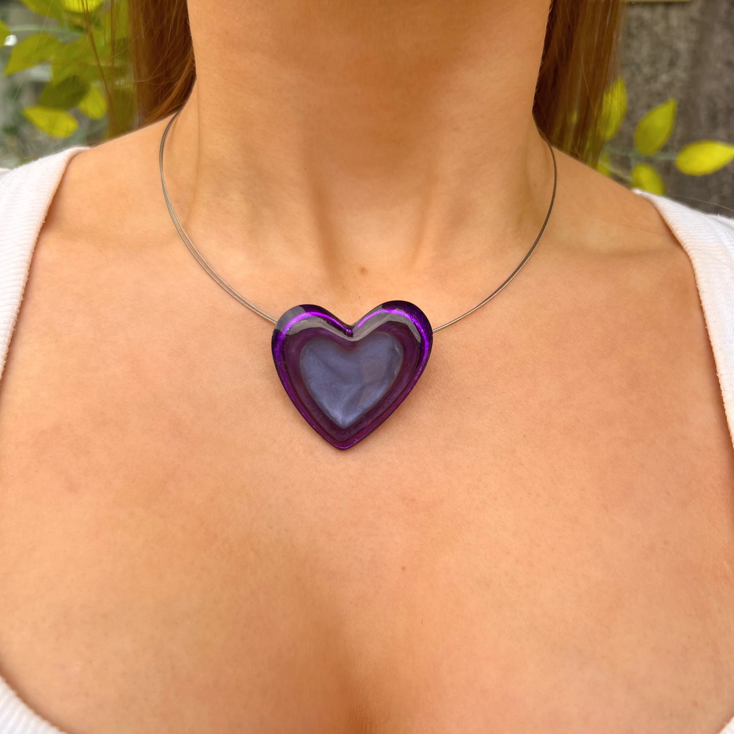 ‘Watch This Space’ Purple Love Heart Necklace