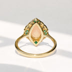 Art Deco Reproduction Opal, Emerald and Diamond 9ct Yellow Gold Ring | Size M ½