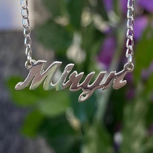 Personalised Script Name dropper Necklace - Sterling Silver