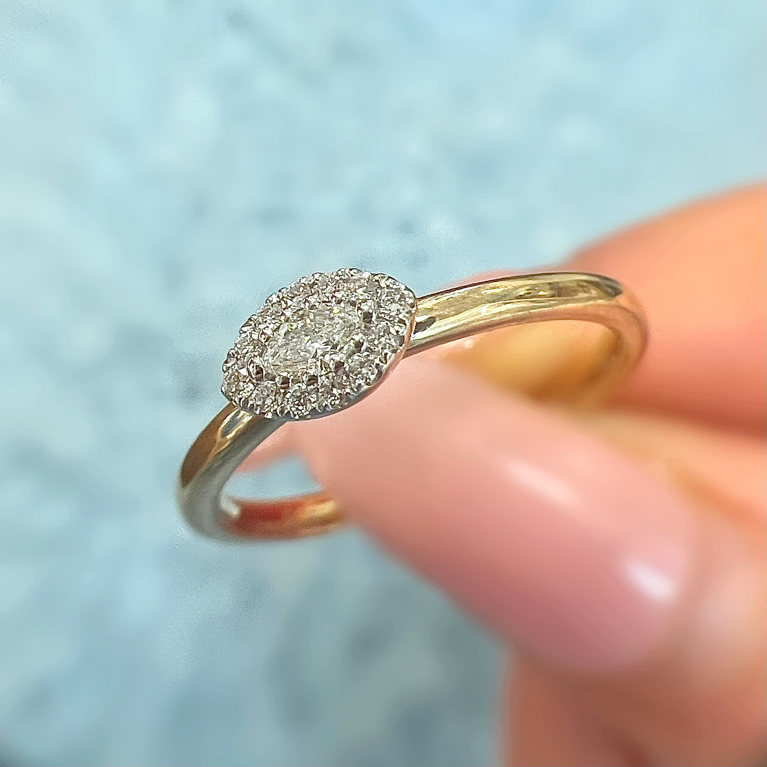 Diamond 9ct Yellow Gold Eye Shape Ring | Size O