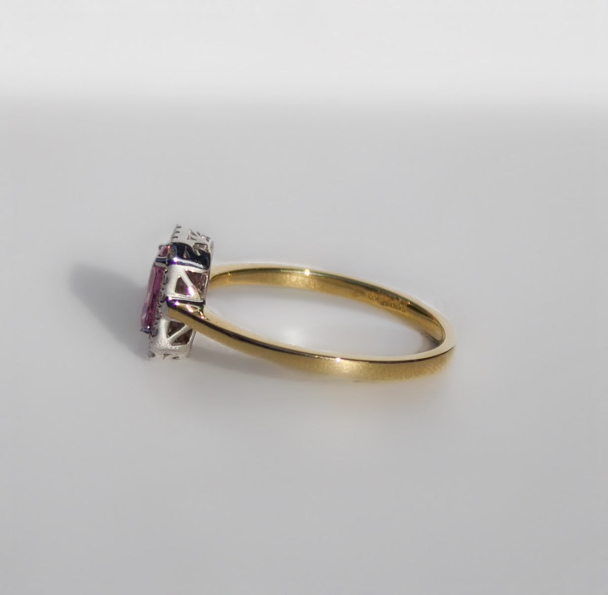 Glamorous 'Barbie' Ring - 18ct Yellow Gold Pink Sapphire and Diamond Ring Size N1/2