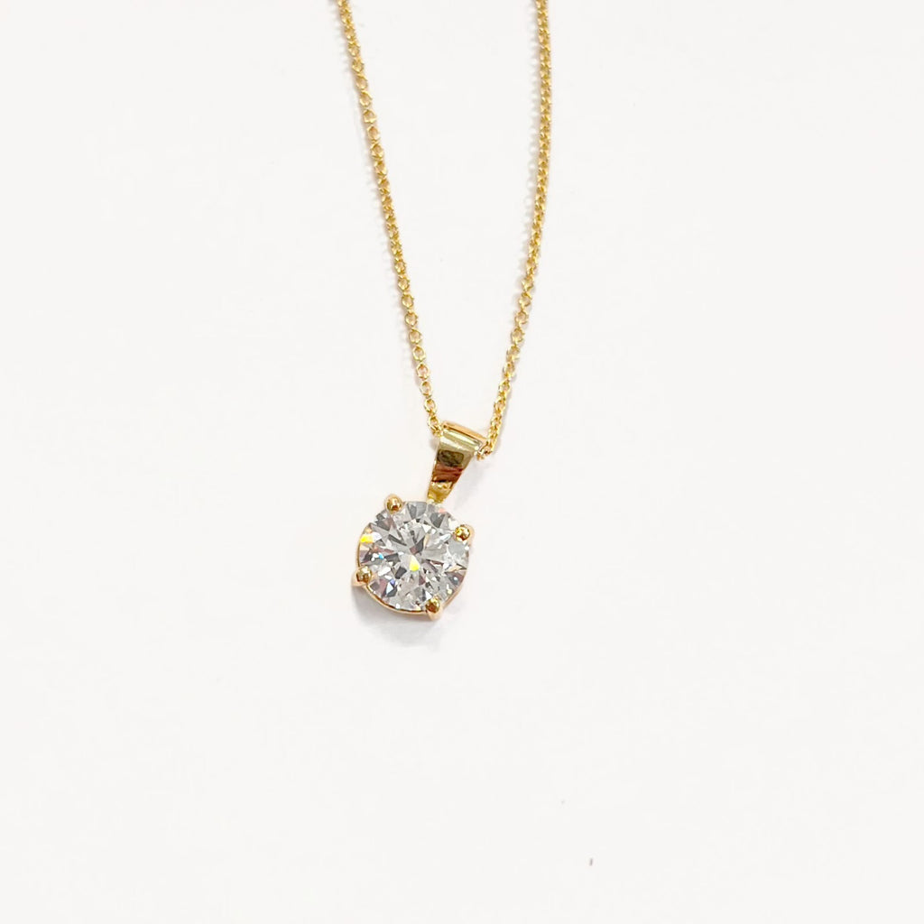 Lab-Grown Diamond 9ct Yellow Gold Solitaire Necklace
