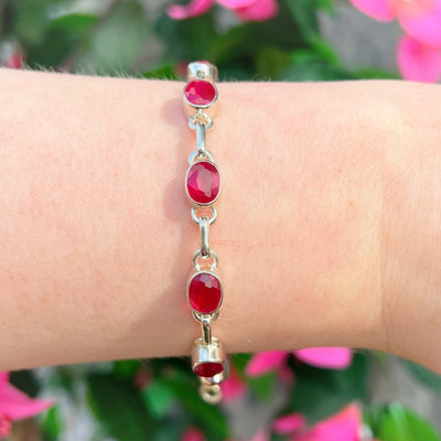 Ruby Sterling Silver Bracelet
