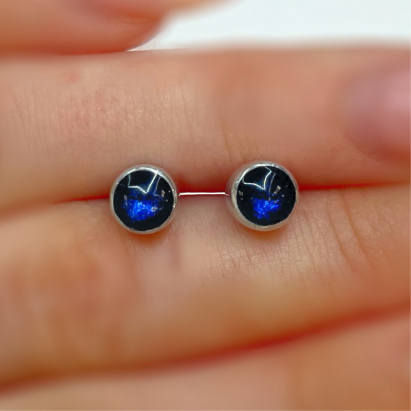 ‘Watch This Space’ Dark Blue Dot Stud Earrings