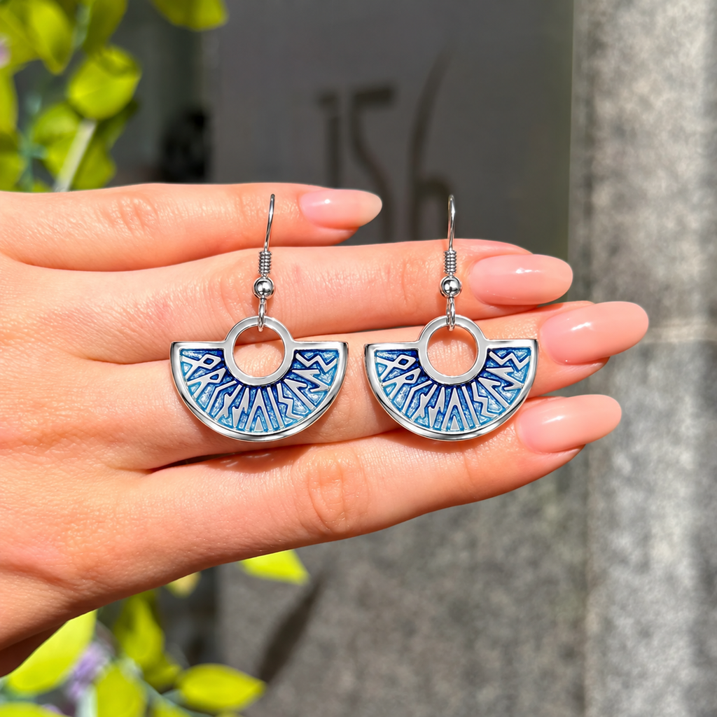 Sterling Silver Sheila Fleet Runic 'Orkney Isles' Drop Earrings