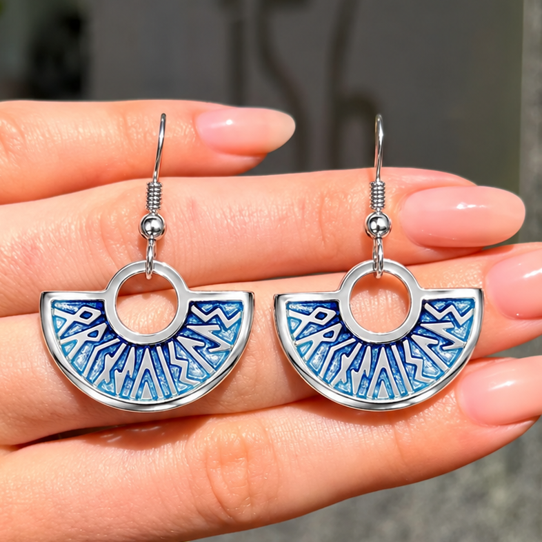 Sterling Silver Sheila Fleet Runic 'Orkney Isles' Drop Earrings