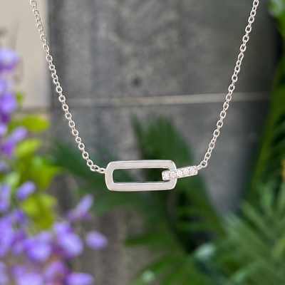 Sterling Silver Cubic Zirconia Glam Interlock Necklace | Ania Haie