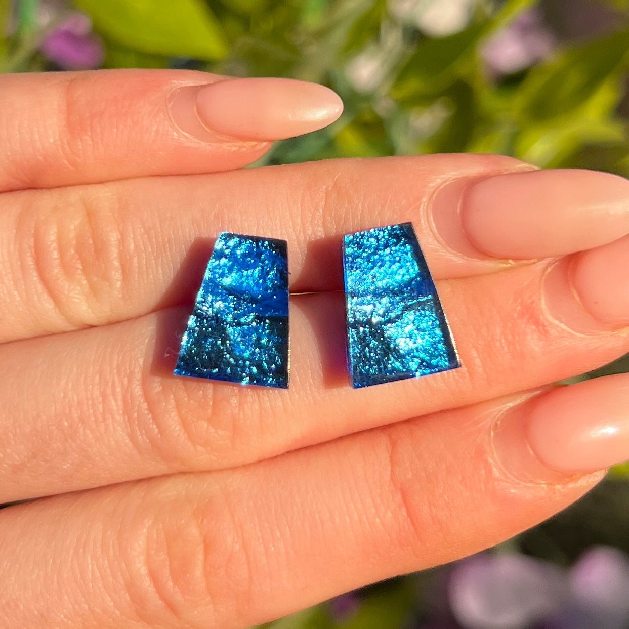 ‘Watch This Space’ Blue Stud Earrings