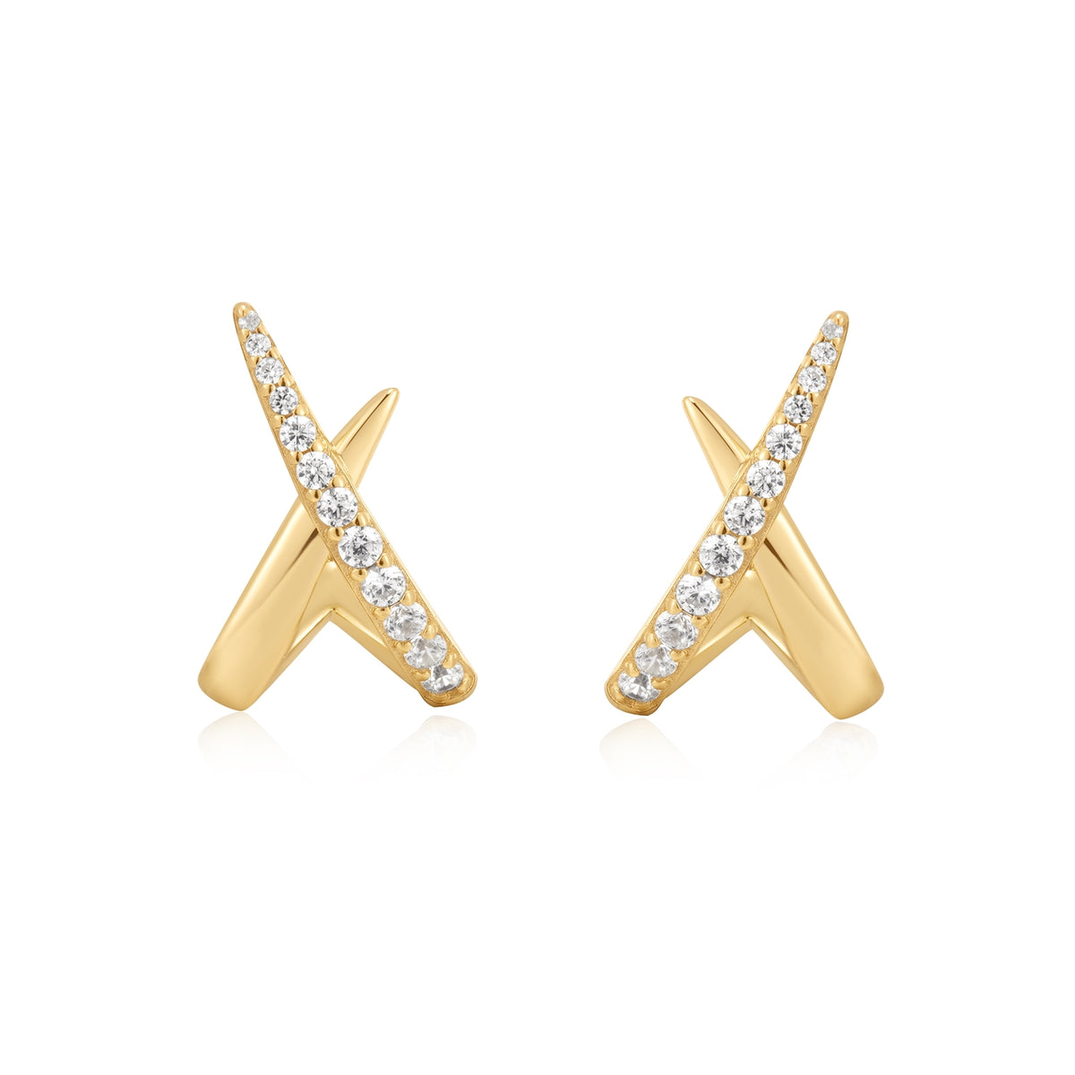 Gold Kiss Polished Pavé Stud Earrings | Ania Haie