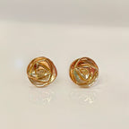 Vintage Charles Rennie Mackintosh Inspired Rose Motif Disc 9ct Yellow Gold Stud Earrings