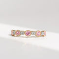 Pink Sapphire and Diamond 9ct Yellow Gold Half Eternity Ring | Size N