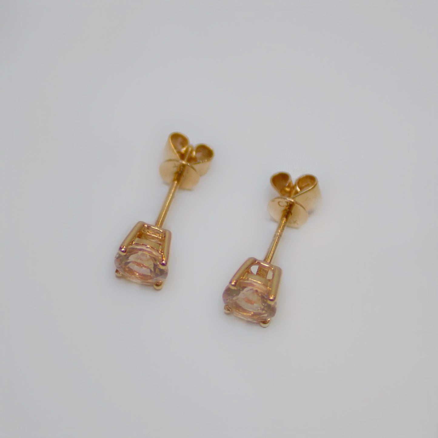 Vintage 14ct Rose Gold Morganite Stud Earrings