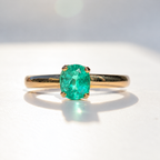 Emerald 9ct Yellow Gold Solitaire Ring | Size O