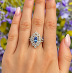 'The Victoria' Marquise Tanzanite and Diamond 18ct White Gold Ring