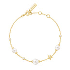 14ct Gold Plated Cubic Zirconia Shell Pearl and Star Station Bracelet | Ania Haie