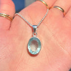 Oval Aquamarine Sterling Silver Pendant