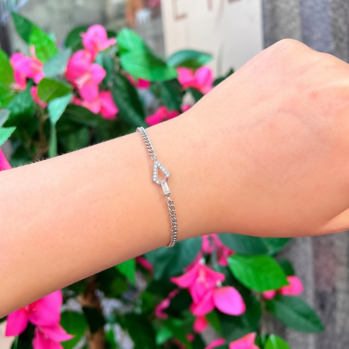 Sterling Silver Cubic Zirconia Geometric Bracelet | Ania Haie