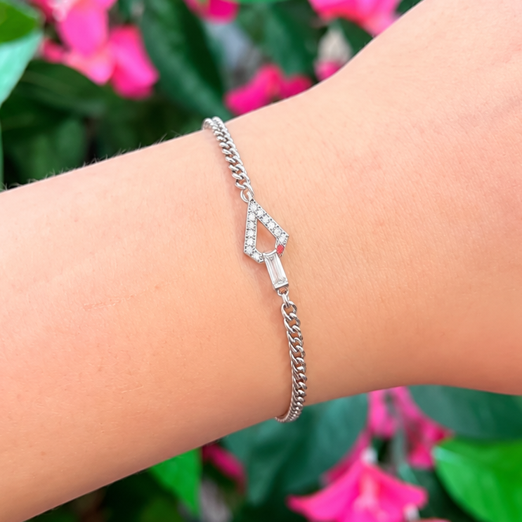 Sterling Silver Cubic Zirconia Geometric Bracelet | Ania Haie