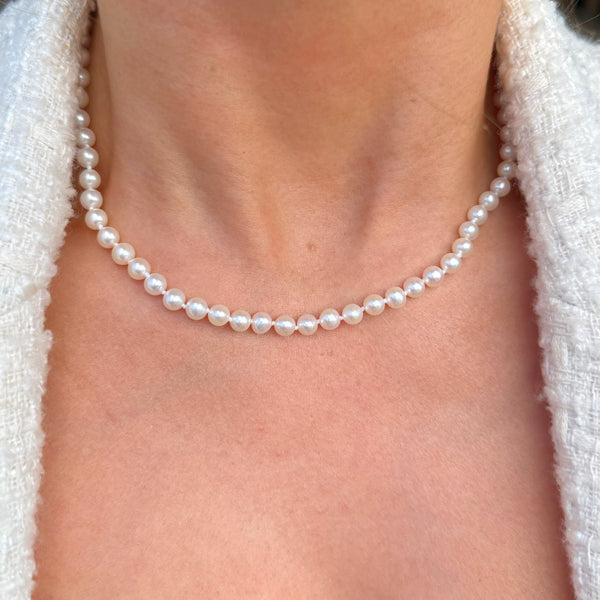 Dainty White Freshwater Pearl 9ct Gold Beaded Necklace