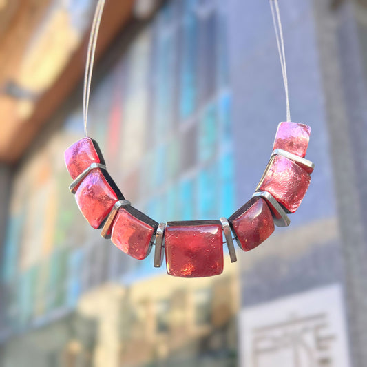 Watch This Space Pink Square Necklace