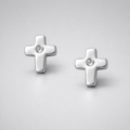 Diamond Sterling Silver Mini Cross Stud Earrings | D for Diamond