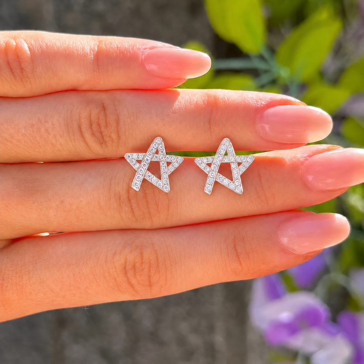 Asymmetric Five-Point Star Cubic Zirconia Sterling Silver Stud Earrings | Ania Haie