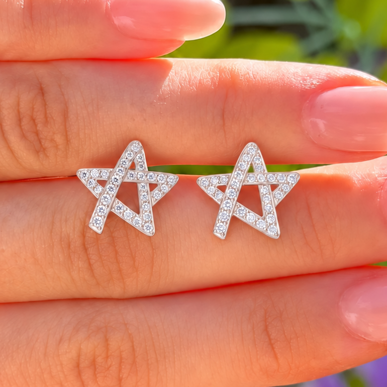 Asymmetric Five-Point Star Cubic Zirconia Sterling Silver Stud Earrings | Ania Haie