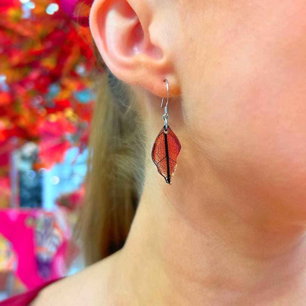 Orange Leaf Drop Earrings | Watch This Space