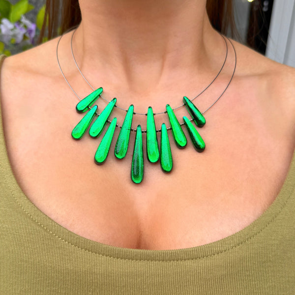‘Watch This Space’ Green Teardrop Necklace