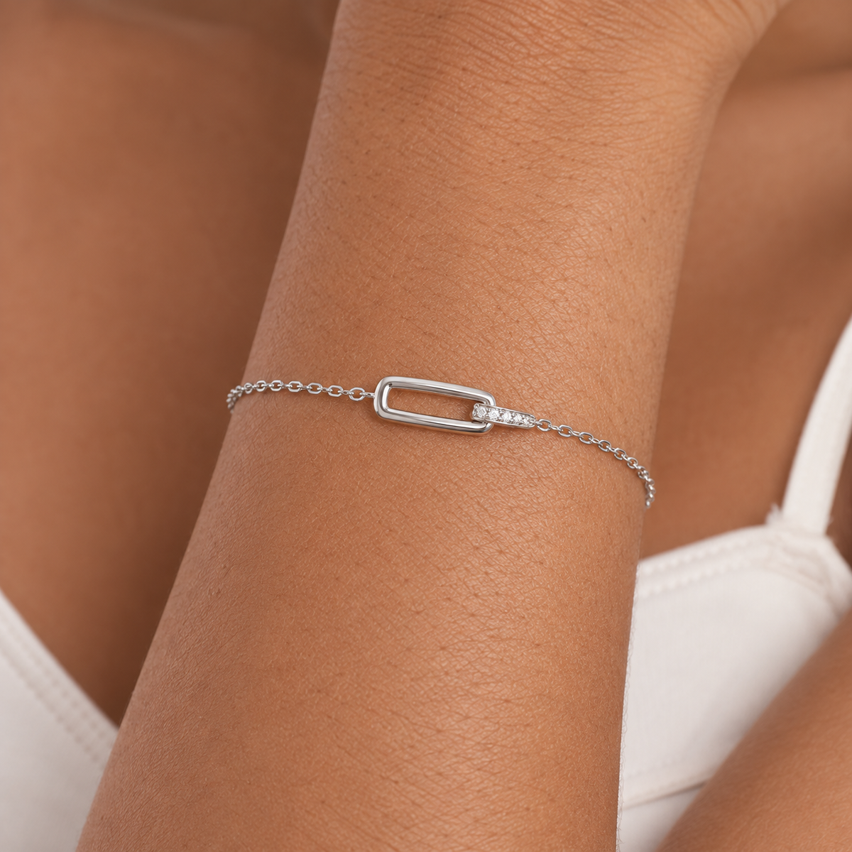 Pre-Order | Sterling Silver Cubic Zirconia Glam Interlock Bracelet | Ania Haie