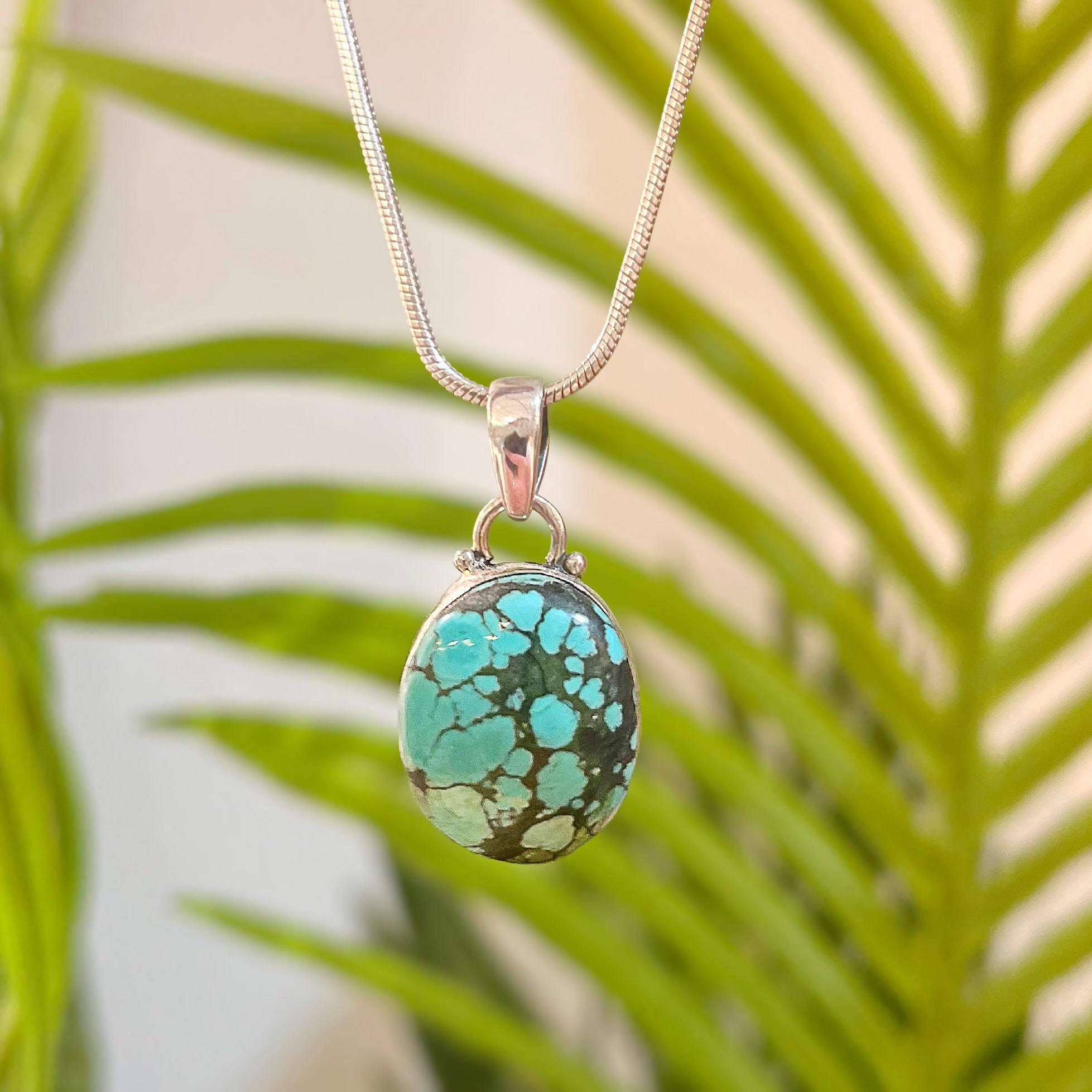 Oval Turquoise Sterling Silver Pendant