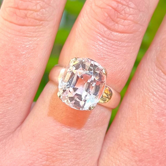 Pink Kunzite Sterling Silver Oval Cut Ring - Size O