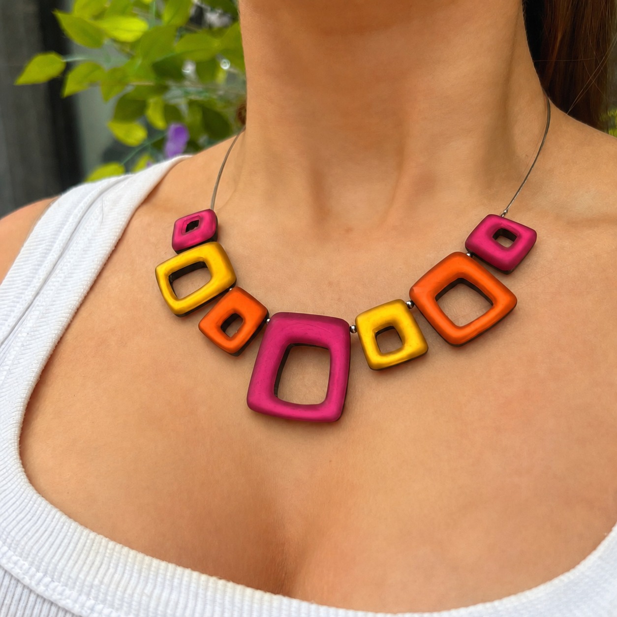 Pre-Order | Tropical Hollow Squares Necklace | Watch This Space