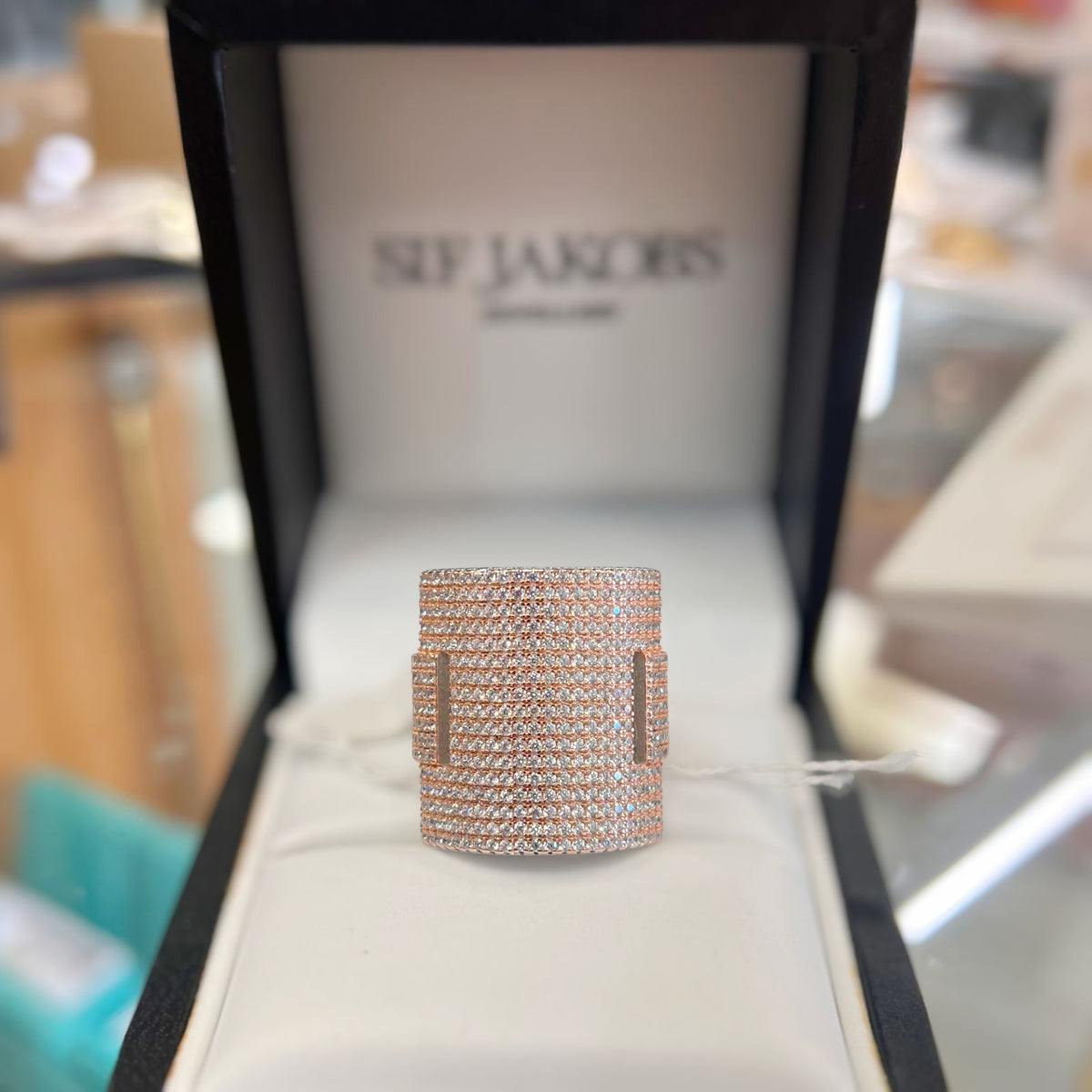 White Zirconia 18ct Rose Gold Plated Oleggio Ring | Size P | Sif Jakobs
