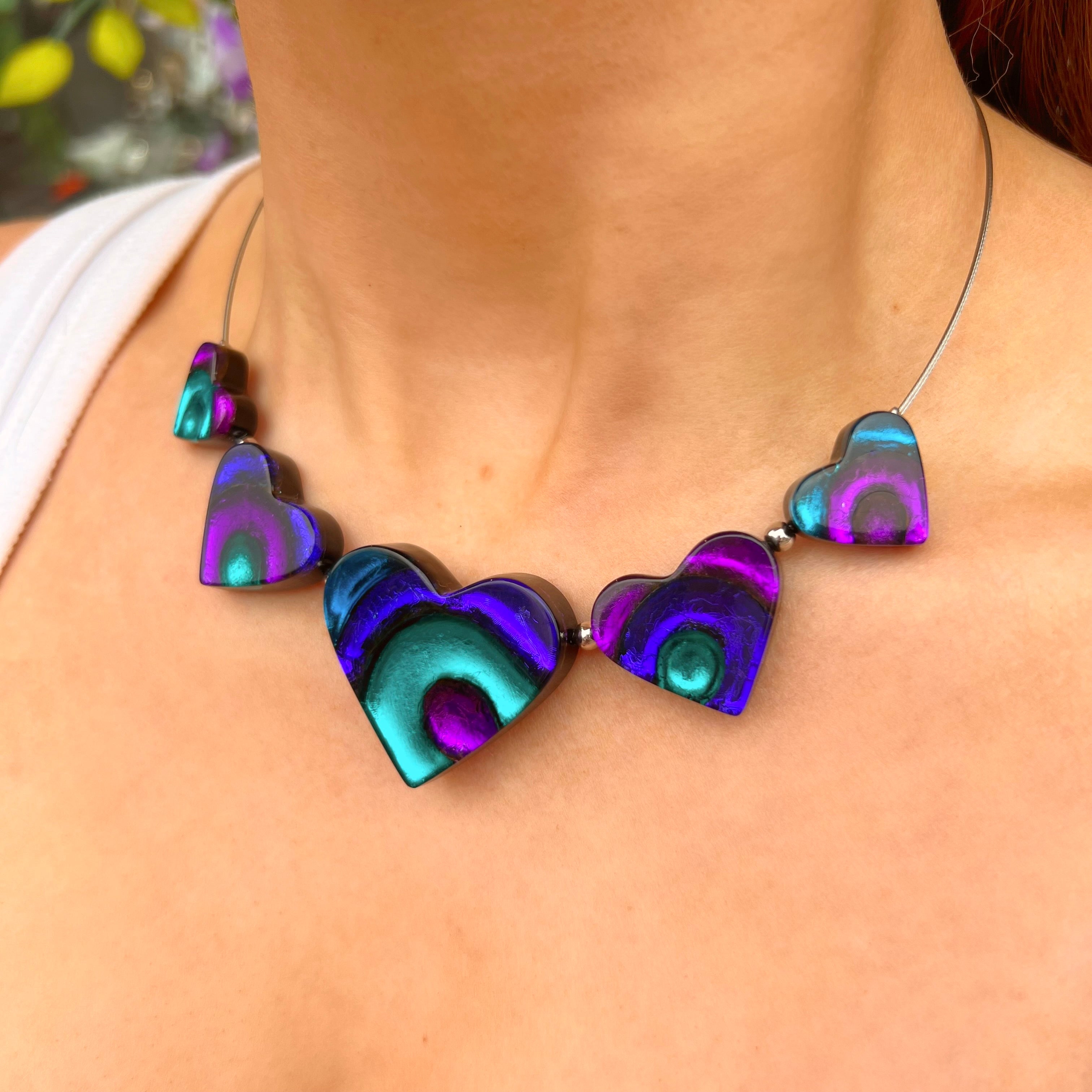Purple & Blue Love Heart Necklace | Watch This Space