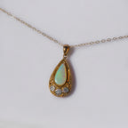 Art Deco Inspired Opal and Diamond 9ct Yellow Gold Necklace