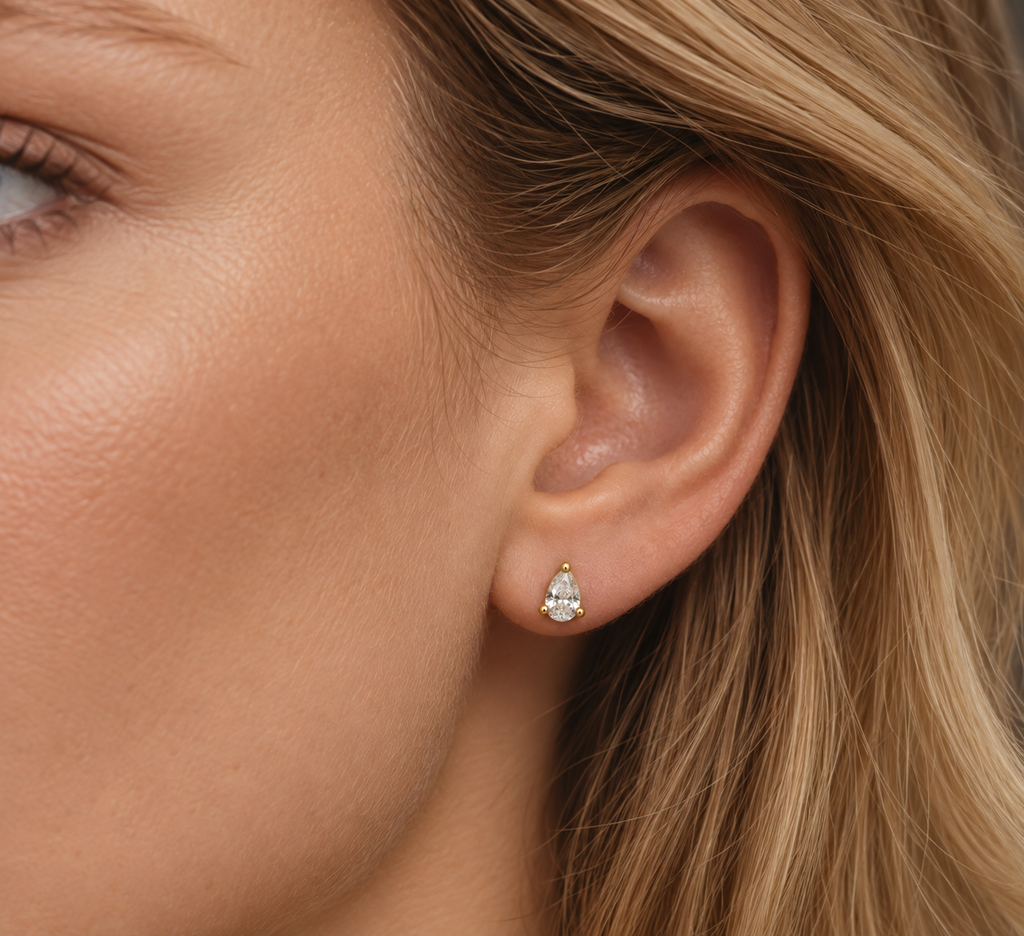 14ct Gold Plated Pear Cubic Stud Earrings | Ania Haie