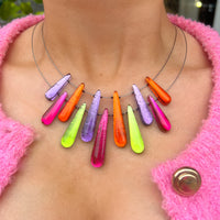 Pink, Purple, Green & Orange Icicle Necklace | Watch This Space