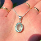 Oval Aquamarine Sterling Silver Pendant