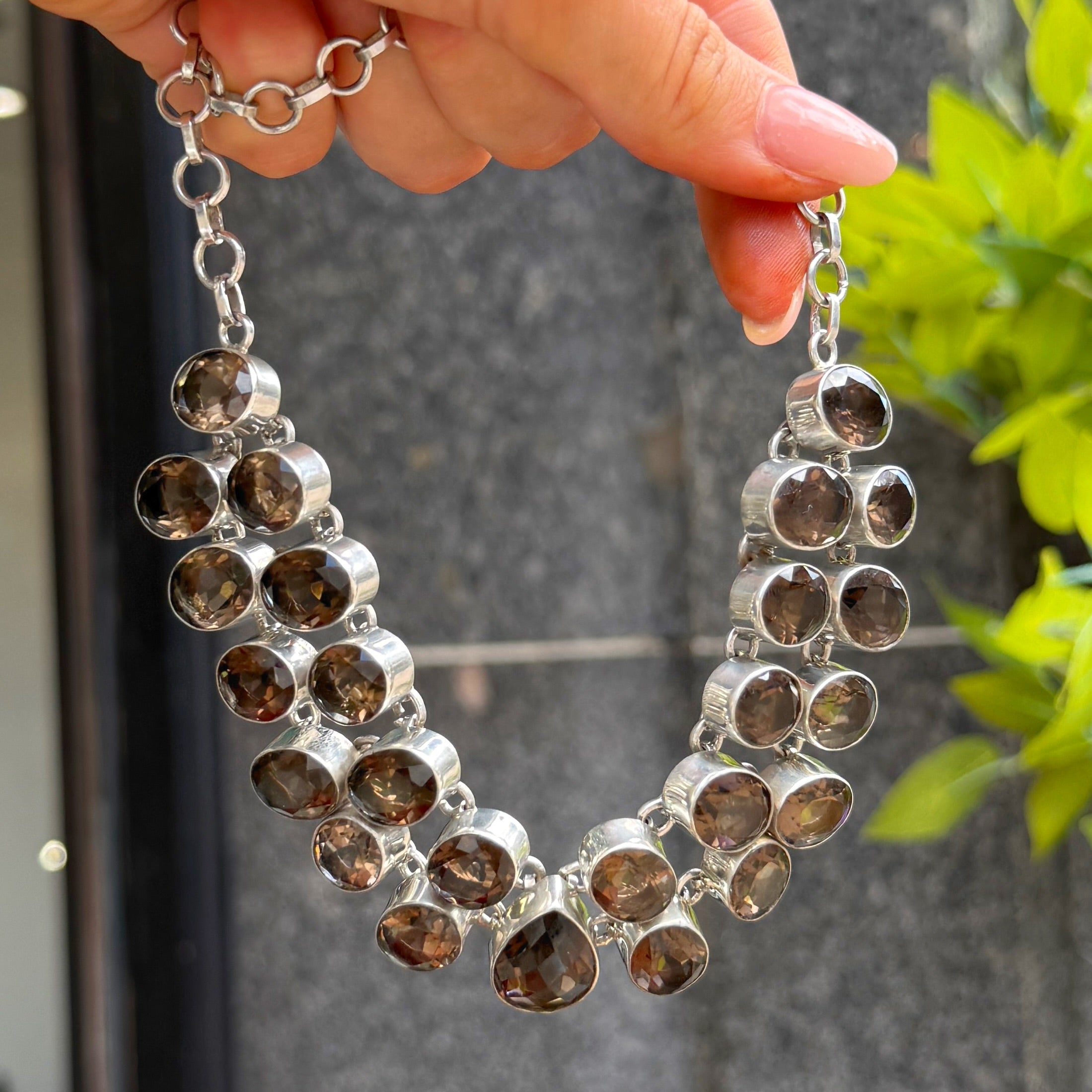 Smoky Quartz Sterling Silver Gemstone Necklace