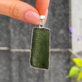 Rough Cut Green Moldavite Sterling Silver Pendant
