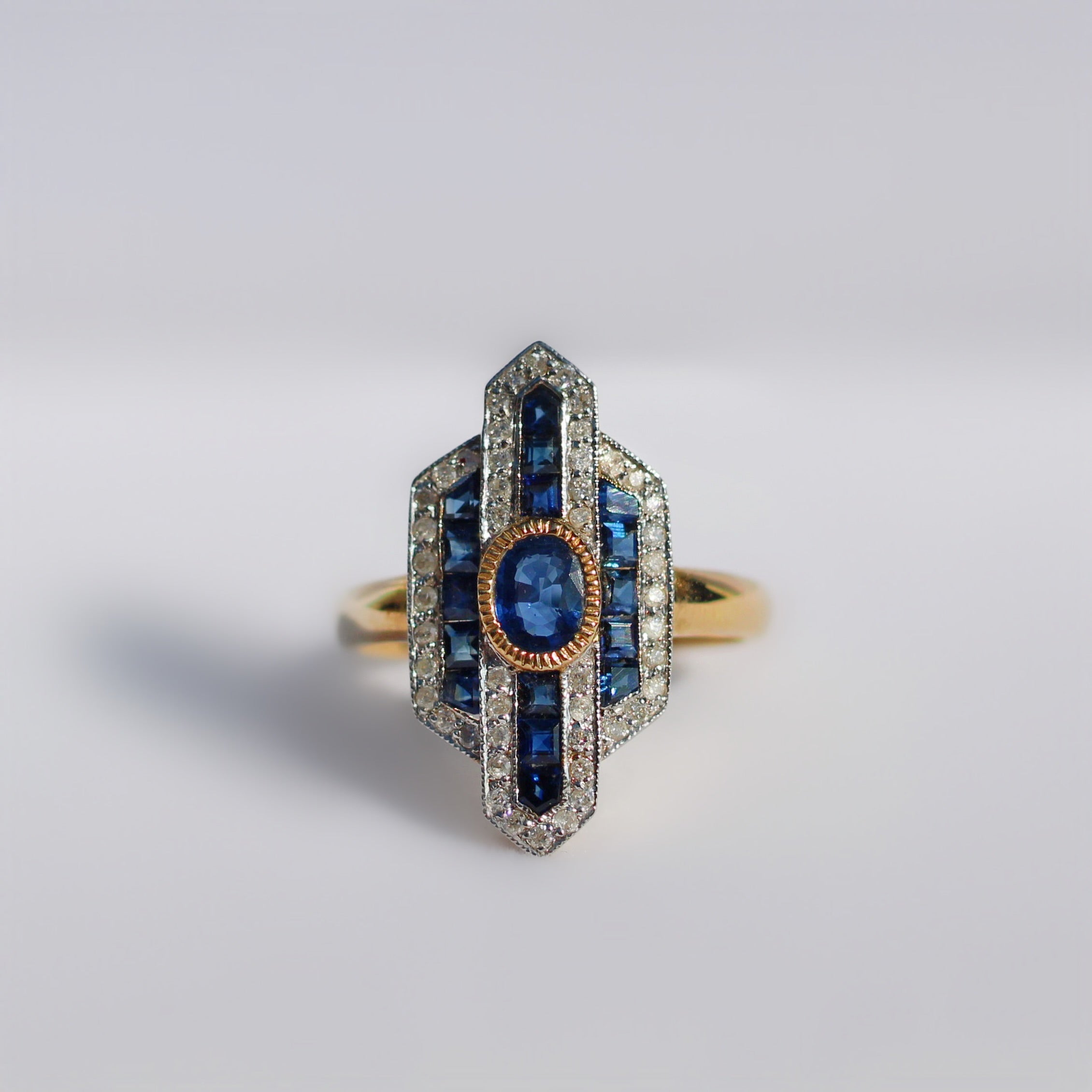 Sapphire and Diamond 18ct Yellow Gold Ring | Size N